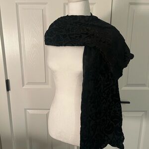 GAP Black Burnout Velvet Scarf Shawl Evening Wrap